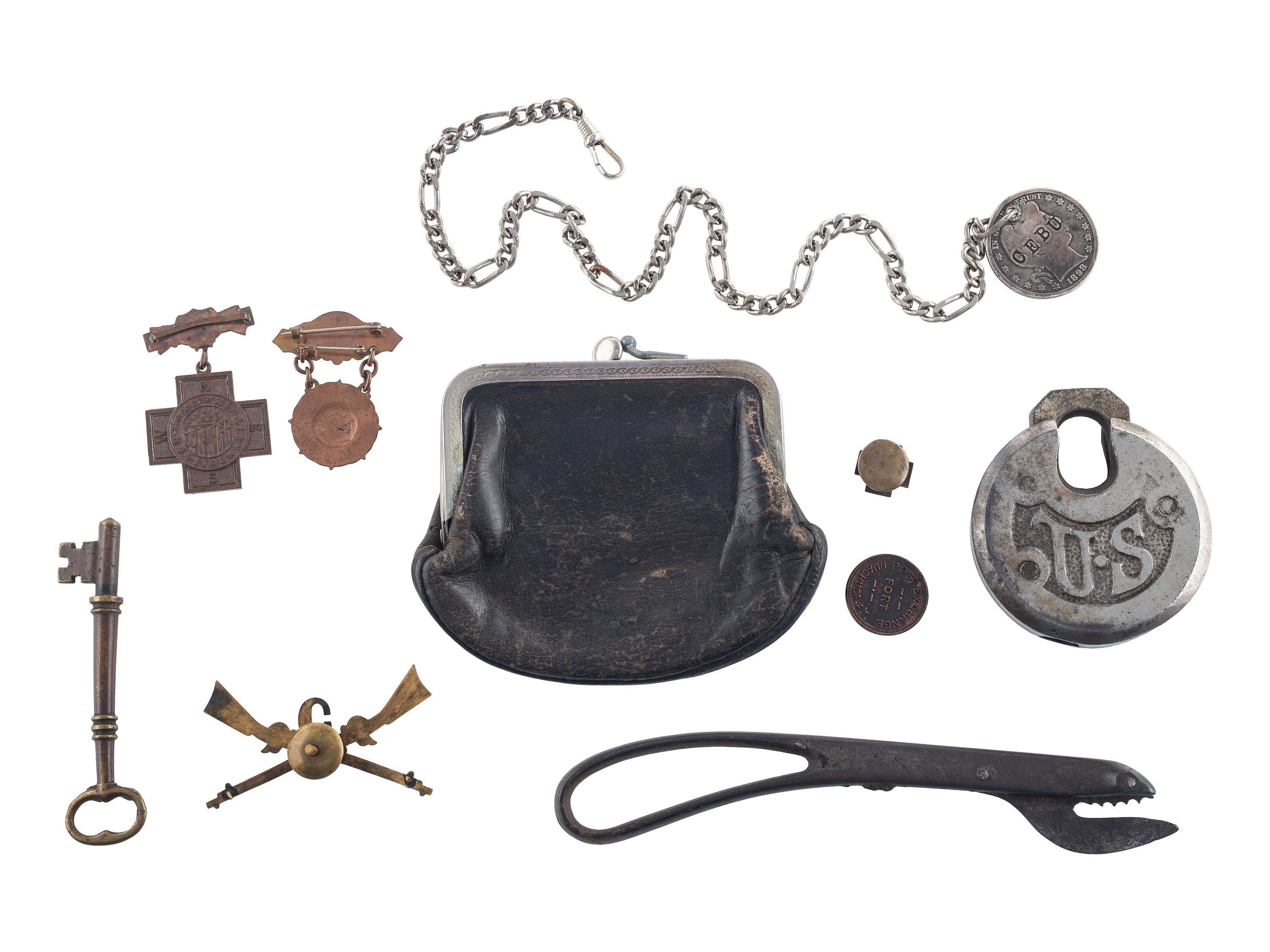 [BUFFALO SOLDIERS] -- [SPANISH AMERICAN WAR]. Sergeant Major George D. Powell, Co. C, 24th US Infantry, archive incl. Buffalo Soldiers' parade flag, identified wooden box and personal items.