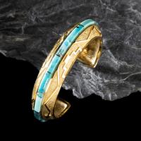 Don Supplee (Hopi, b. 1965) — 18K Gold and Turquoise Cuff Bracelet