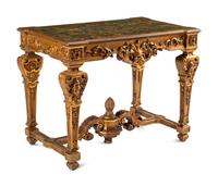 A Louis XIV Style Giltwood Painted-Top Table