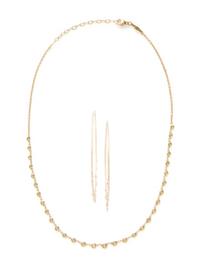 JACQUIE AICHE, YELLOW GOLD AND DIAMOND NECKLACE AND SHAKER HOOP EARRINGS