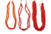 Three Southwestern Multi-Strand Coral Necklaces Length of largest 27 inches