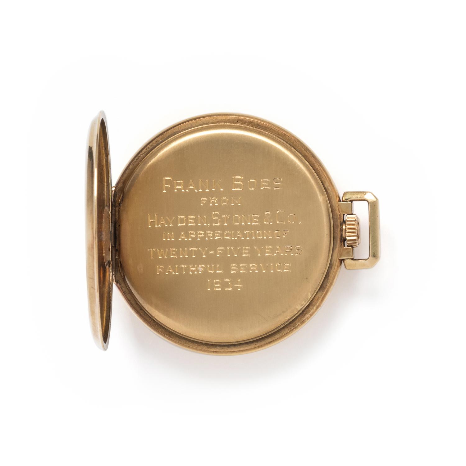 HAMILTON, 14K YELLOW GOLD OPEN FACE POCKET WATCH