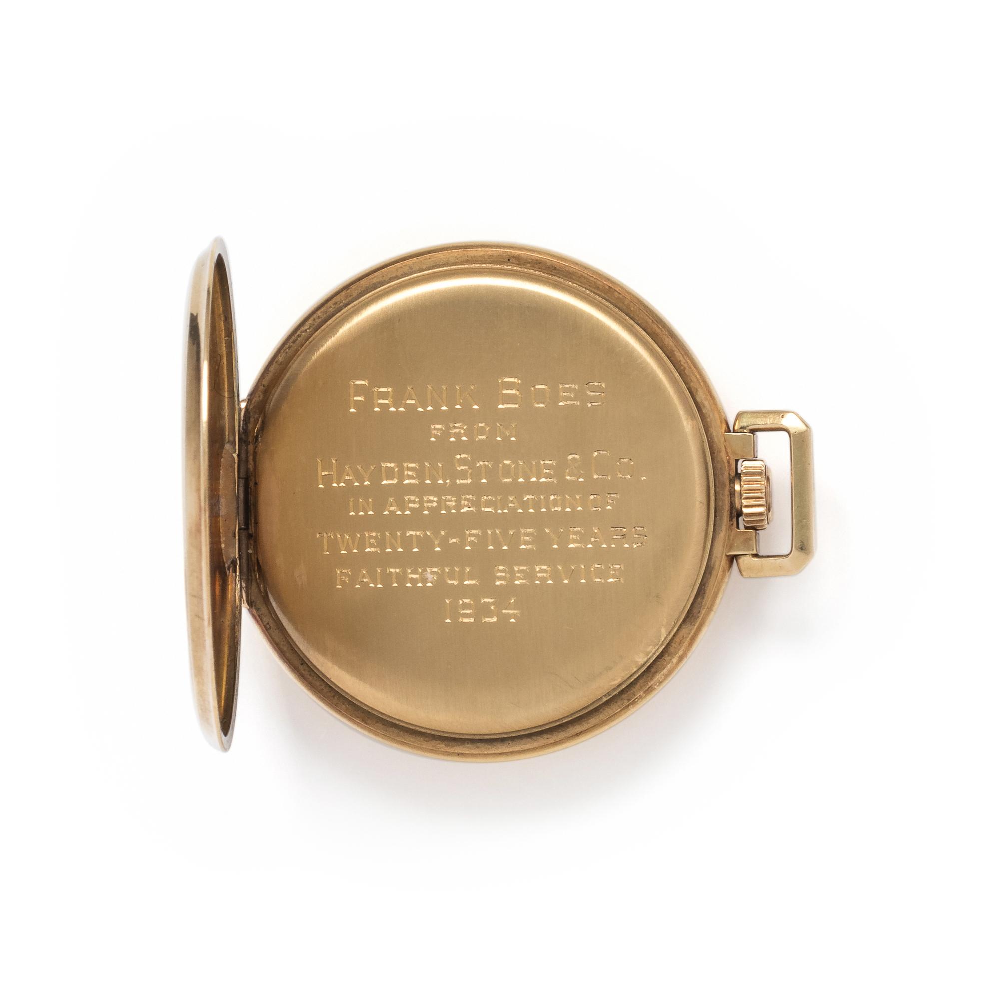 HAMILTON, 14K YELLOW GOLD OPEN FACE POCKET WATCH