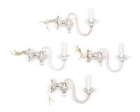 A Set of Cut Glass Single-Light Sconces Height 8 1/2 inches. — 20TH CENTURY