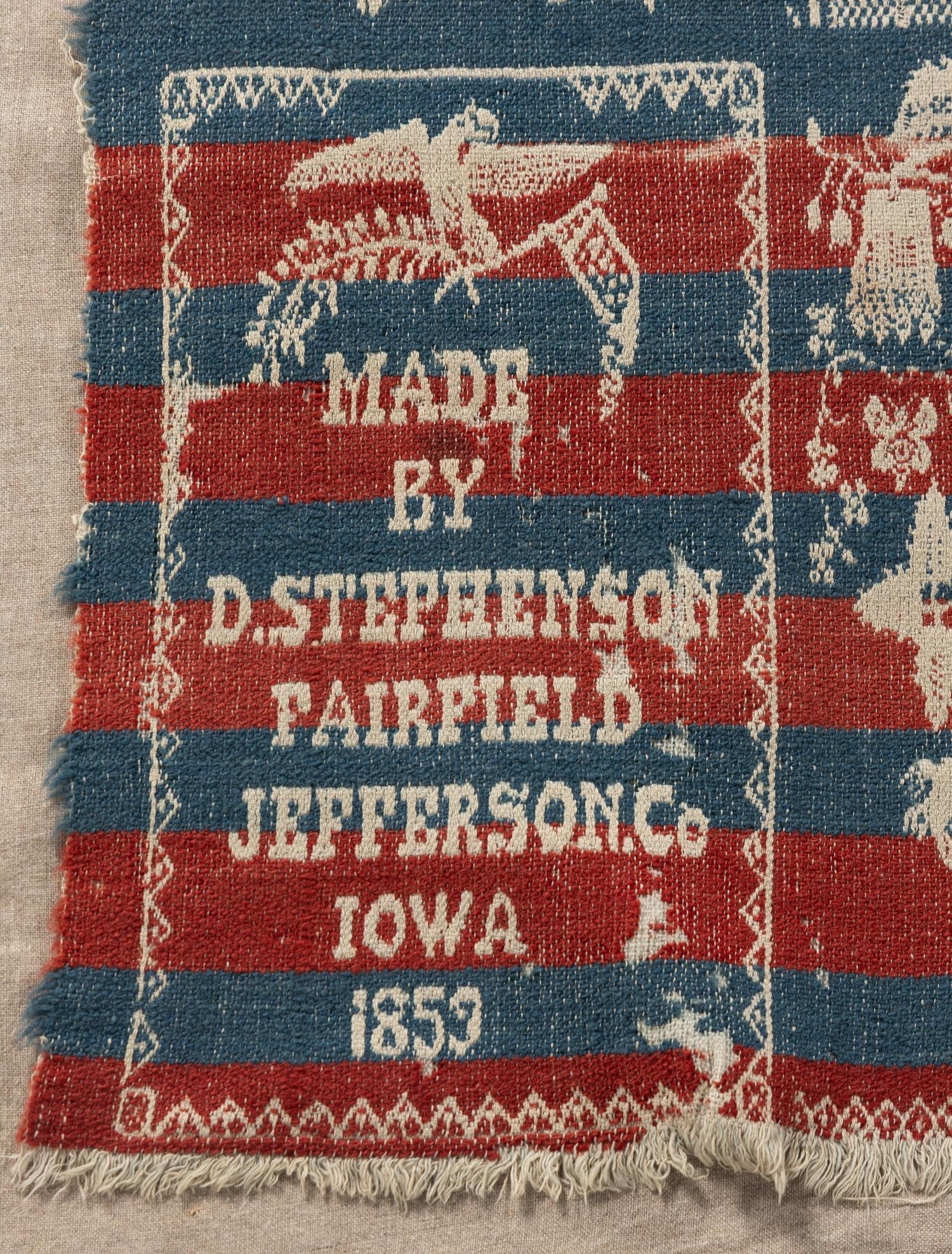 Four Jacquard Cotton and Wool Coverlet Fragments