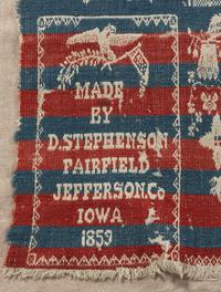 Four Jacquard Cotton and Wool Coverlet Fragments