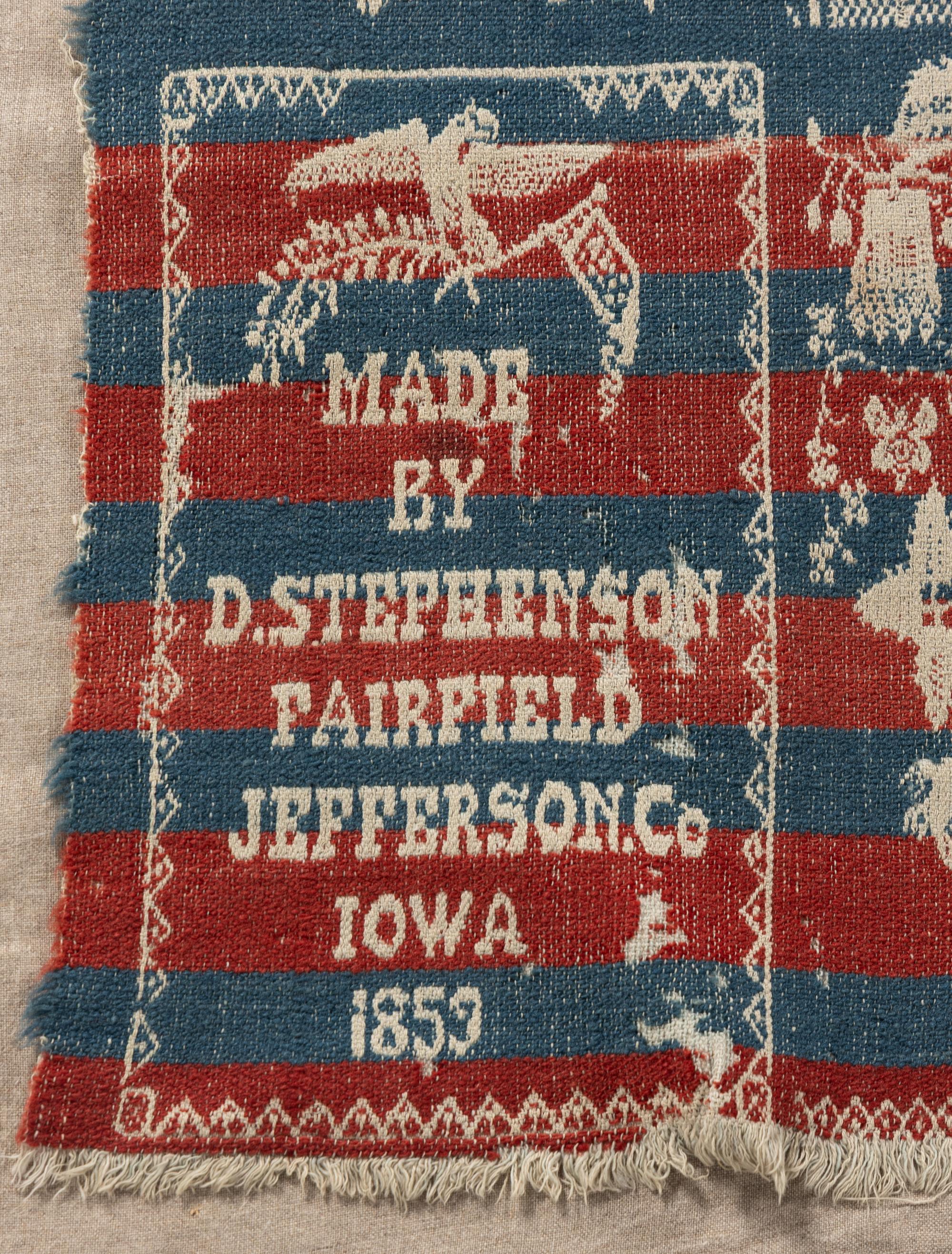 Four Jacquard Cotton and Wool Coverlet Fragments