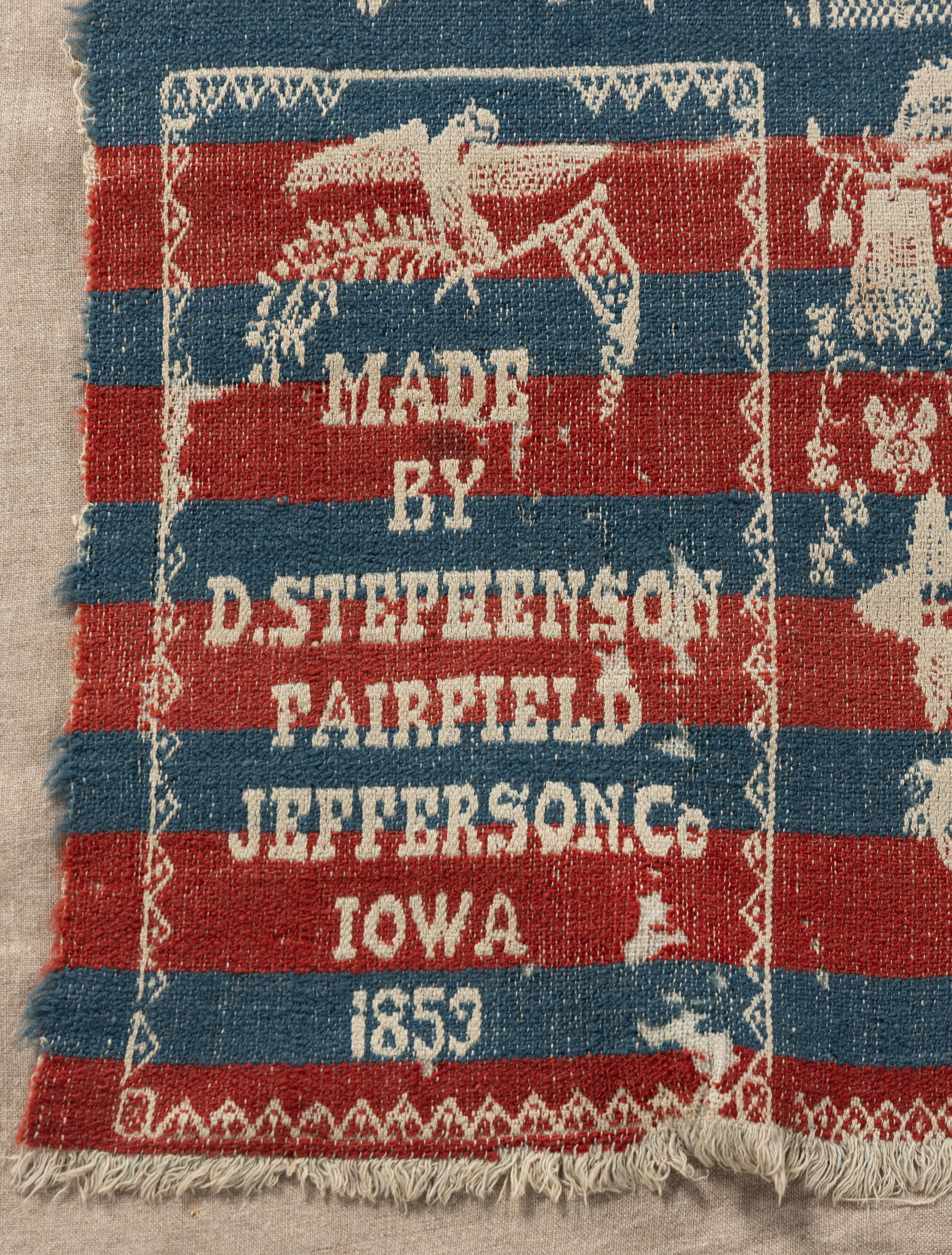 Four Jacquard Cotton and Wool Coverlet Fragments