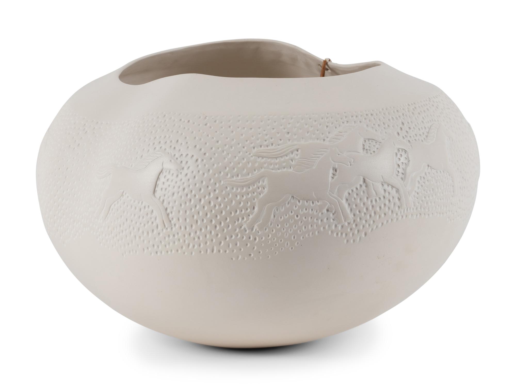 Pottery Jar, with Horses