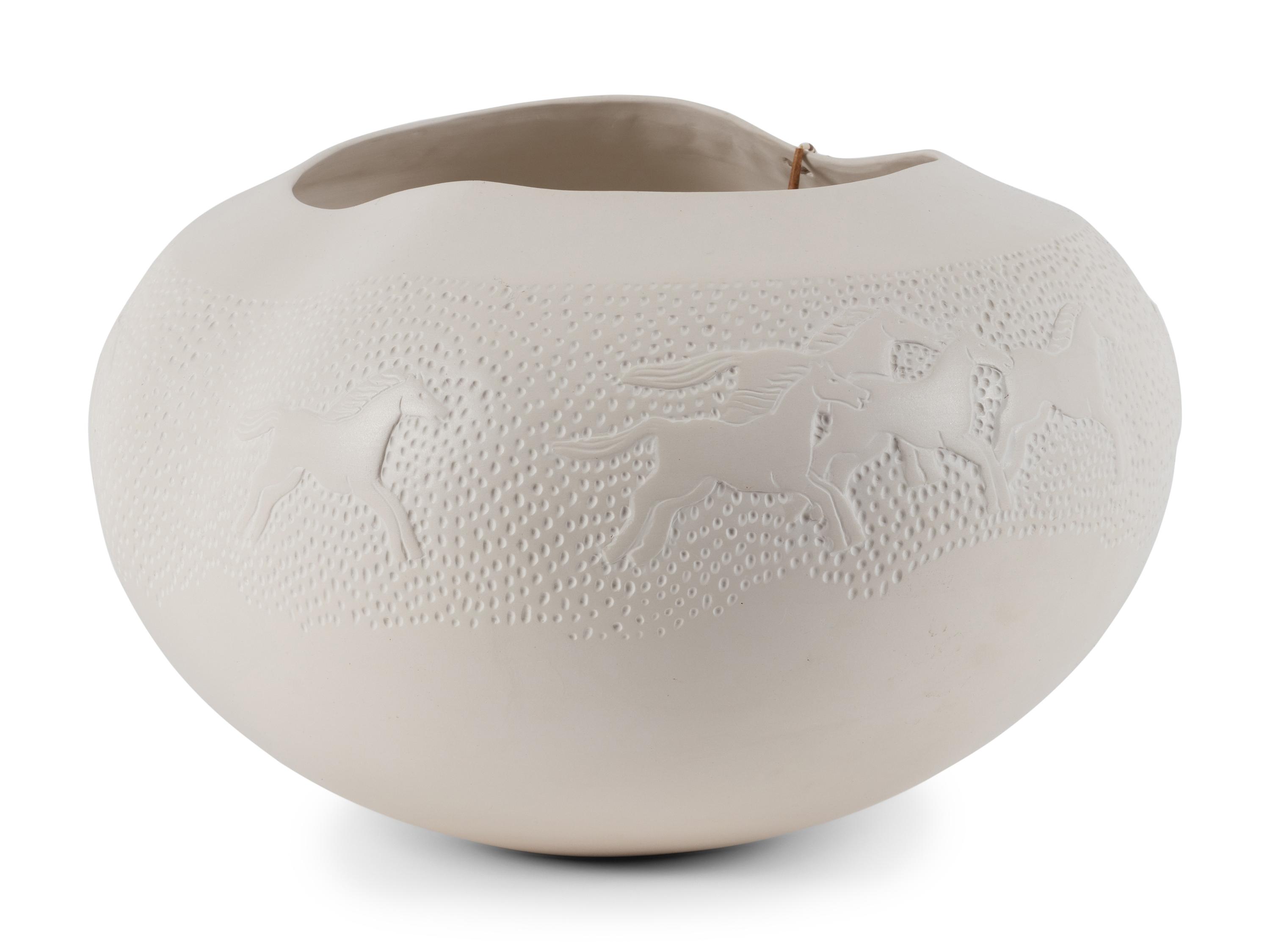Pottery Jar, with Horses