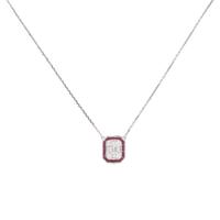 Diamond, Ruby, and White Gold Pendant Necklace