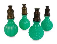 Two Pairs of French Green Opaline Boules Escaleirs — 19TH CENTURY