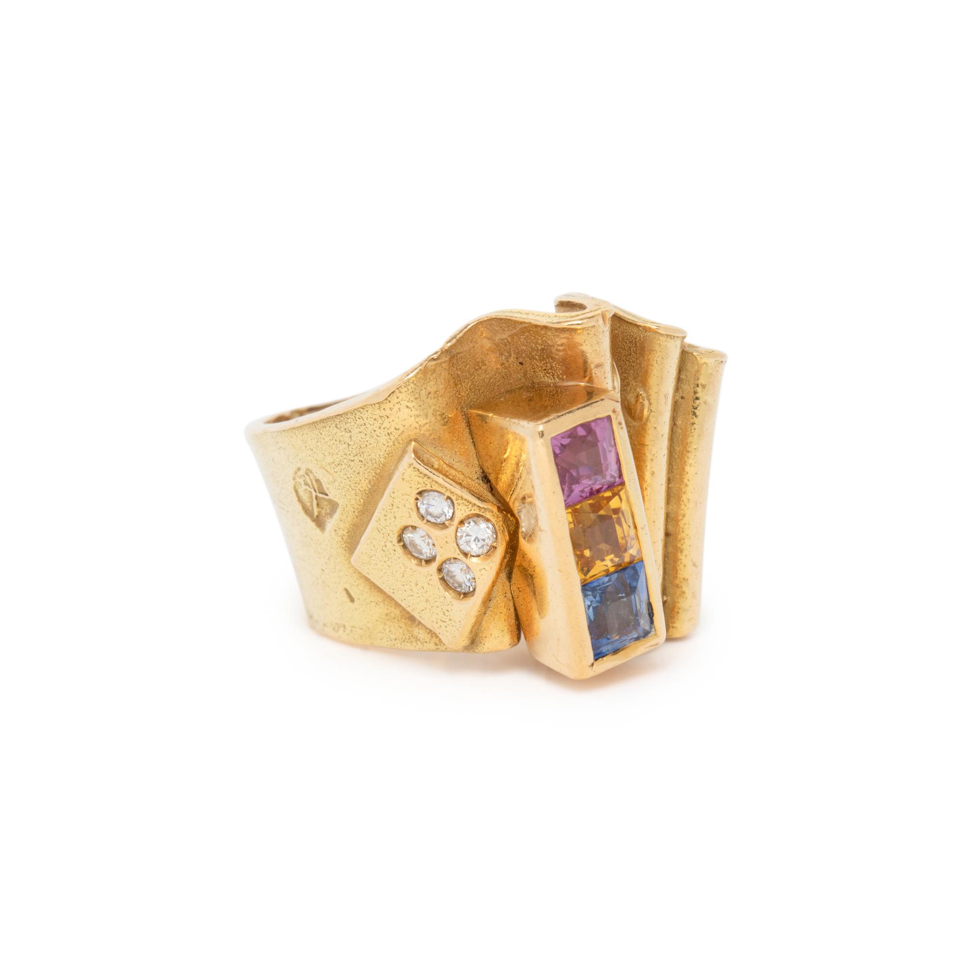 MISANI, YELLOW GOLD AND MULTIGEM RING