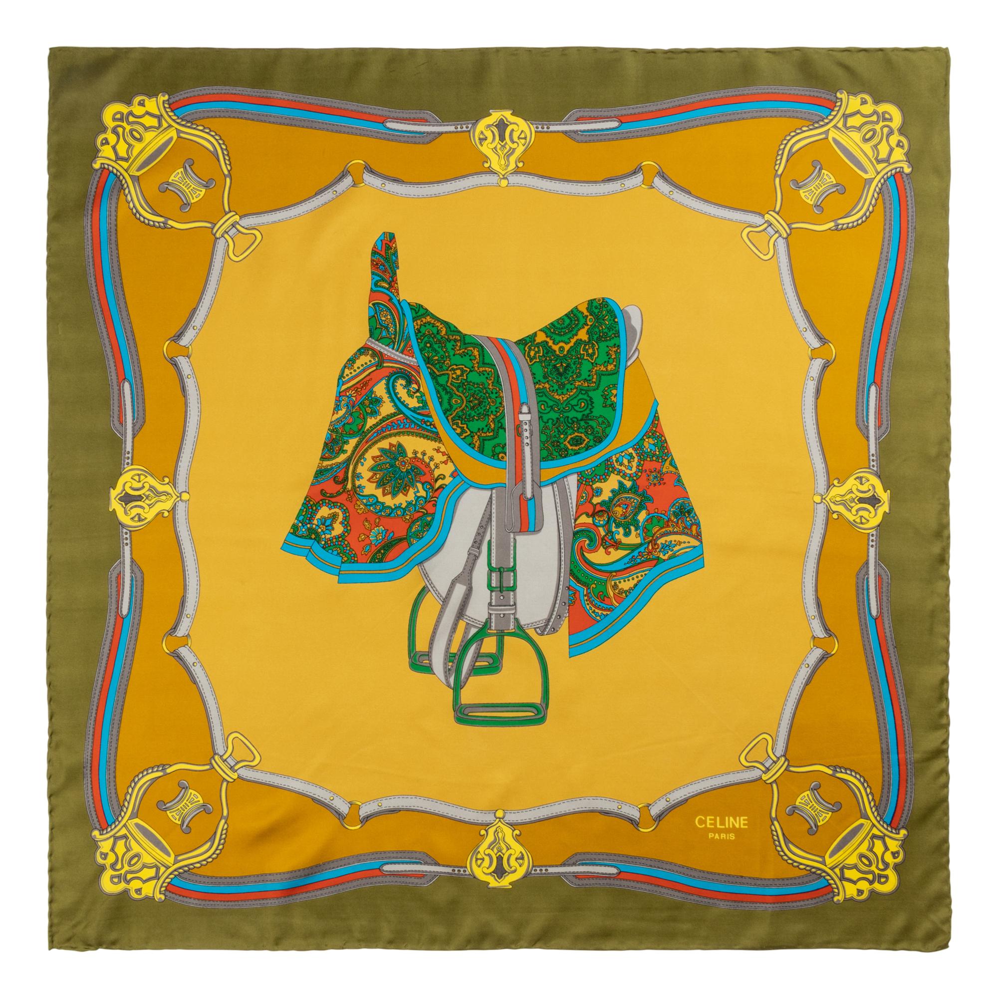 Three Designer Silk Scarves: Two Hermès & One Celine