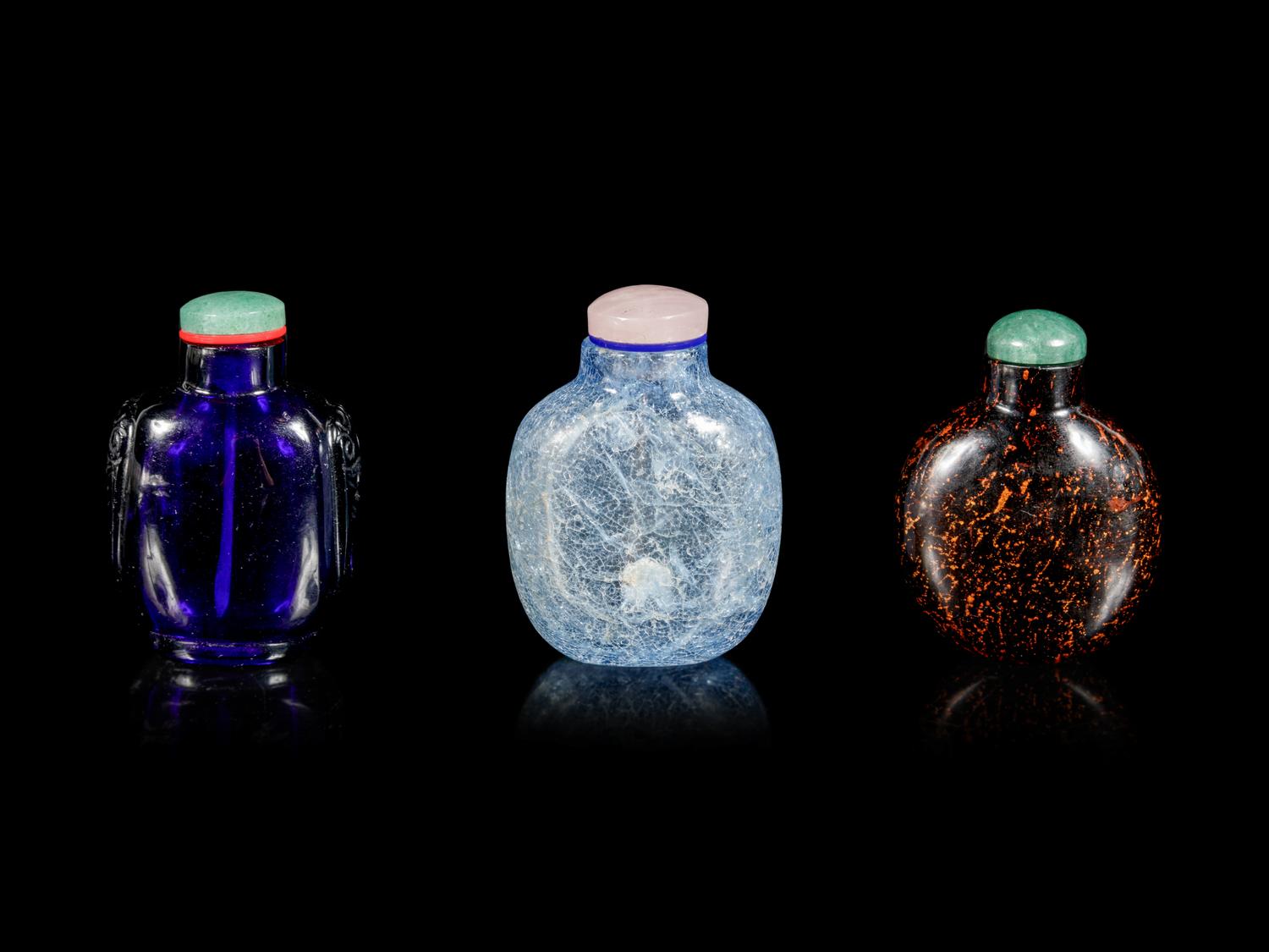 Three Chinese Glass Snuff Bottles