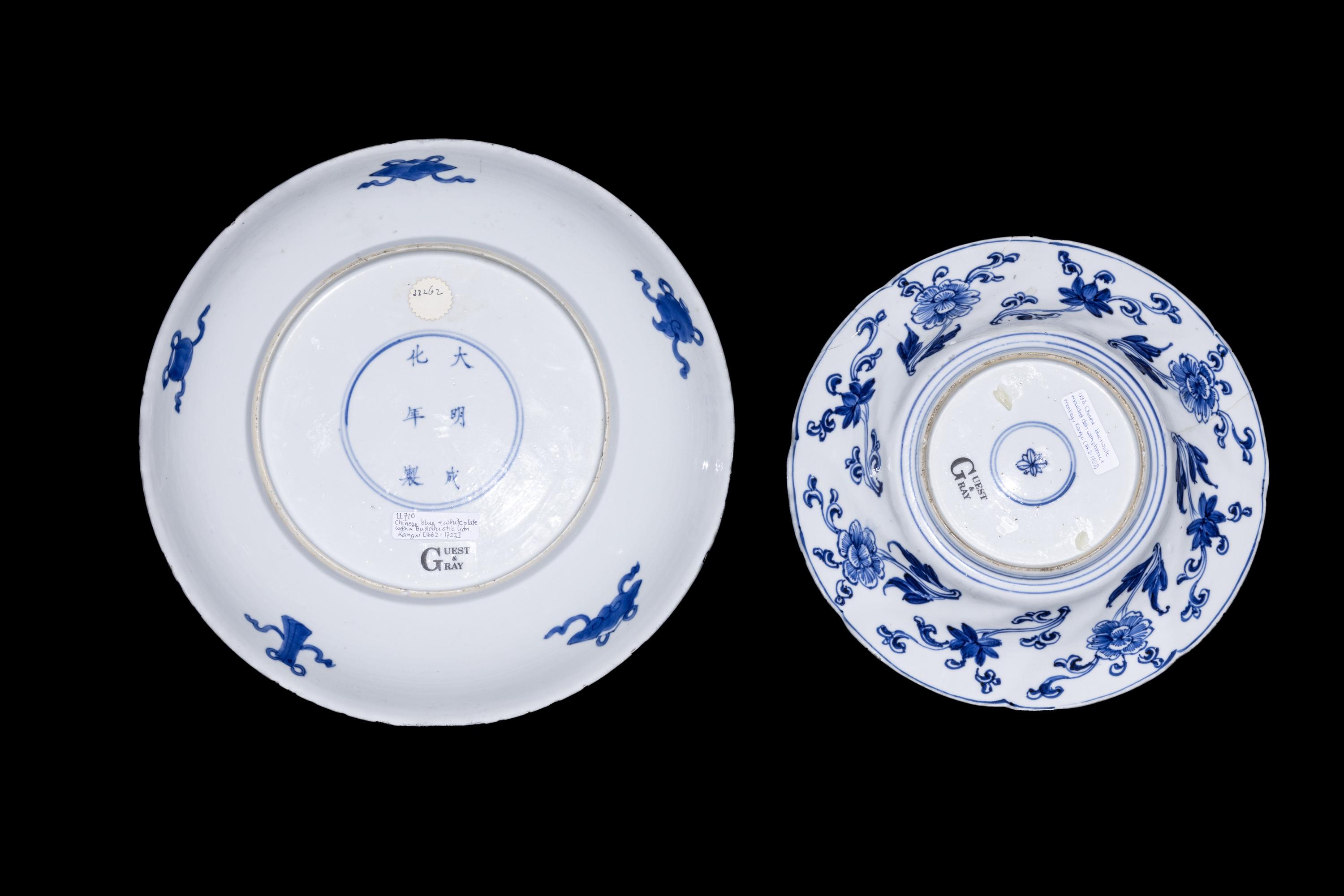 Two Chinese Blue and White Porcelain Plates
