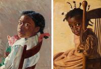 Portrait of a Girl with Bow in Her Hair , 1899 and Portrait of a Shy Girl (a pair of works)