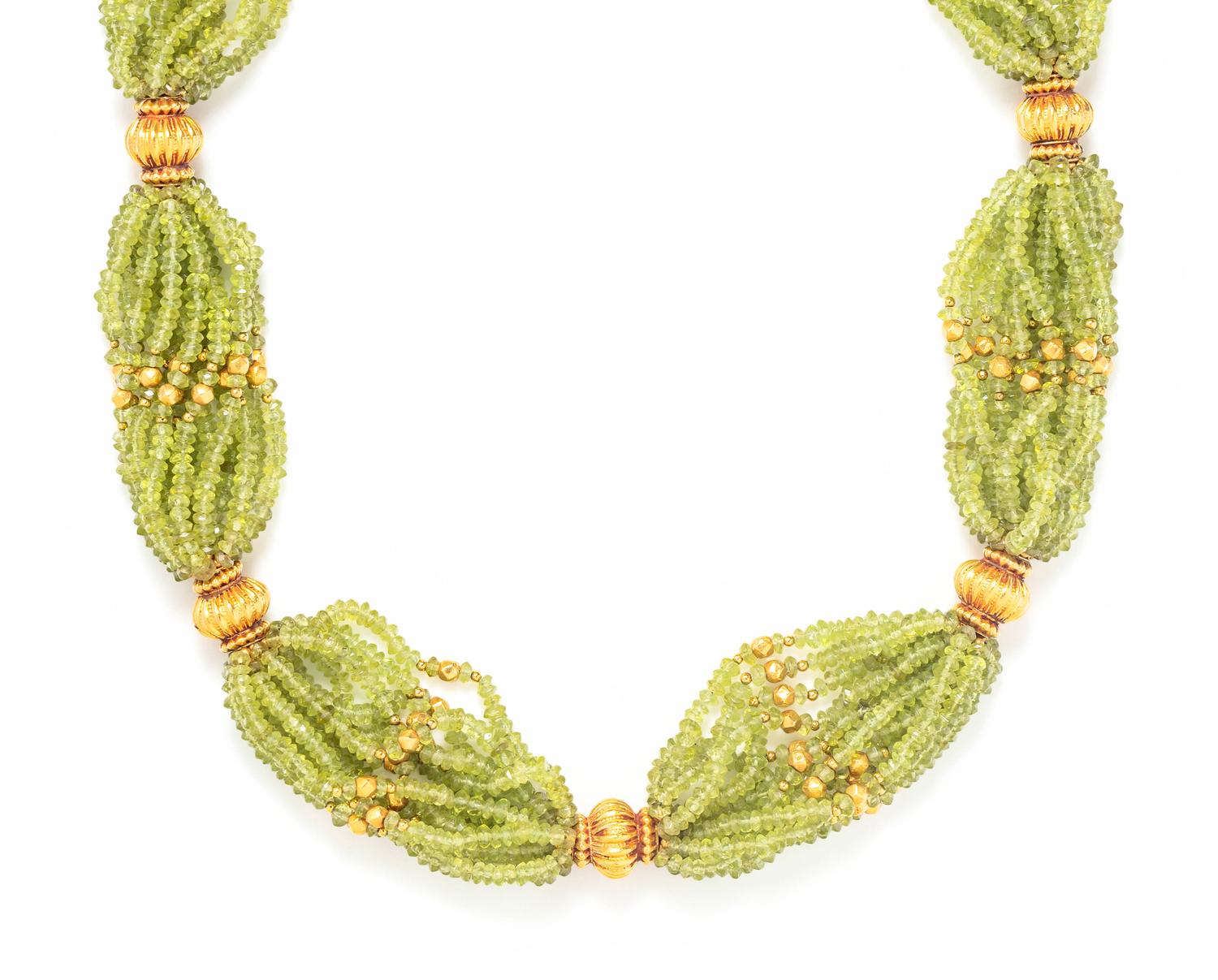PERIDOT BEAD MULTISTRAND NECKLACE