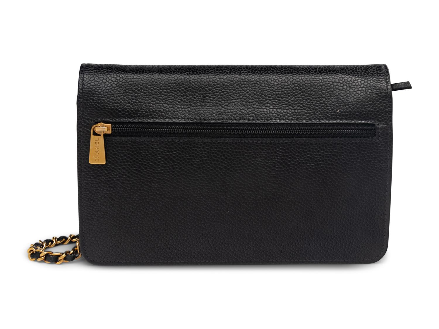 Chanel Timeless Wallet On Chain in Black Caviar Leather