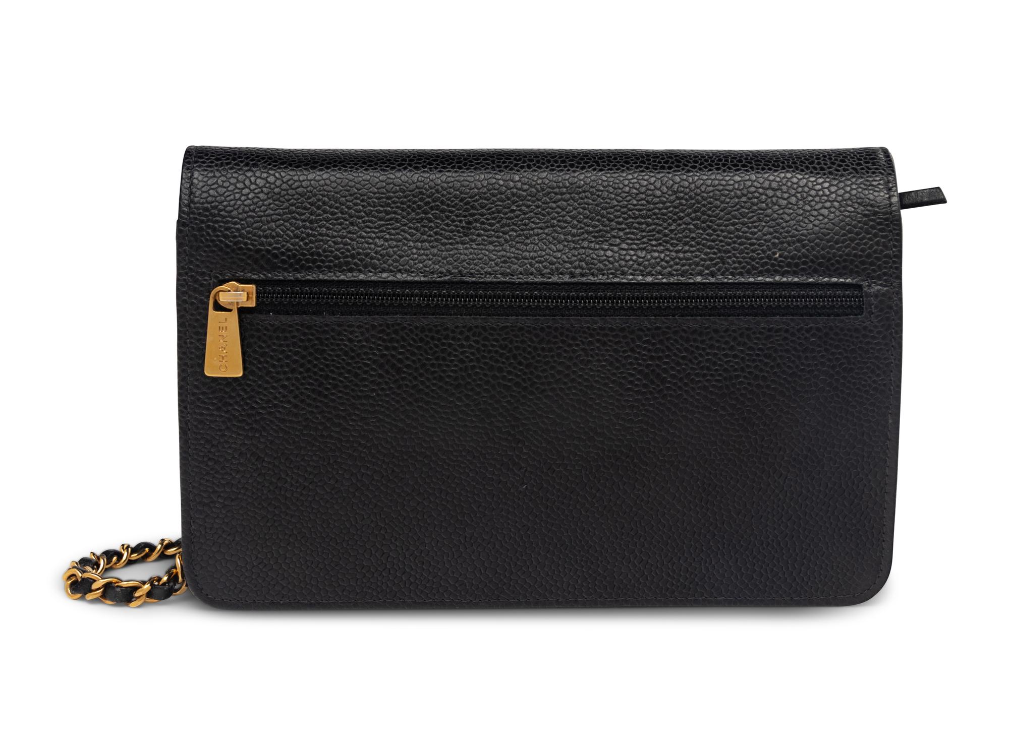 Chanel Timeless Wallet On Chain in Black Caviar Leather