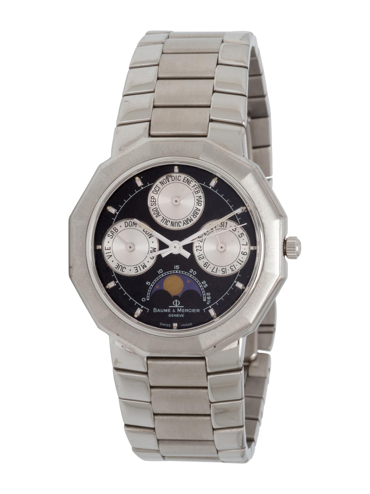 PAIR OF BAUME & MERCIER, REF. 6131 TRIPLE CALENDAR STAINLESS STEEL WATCHES