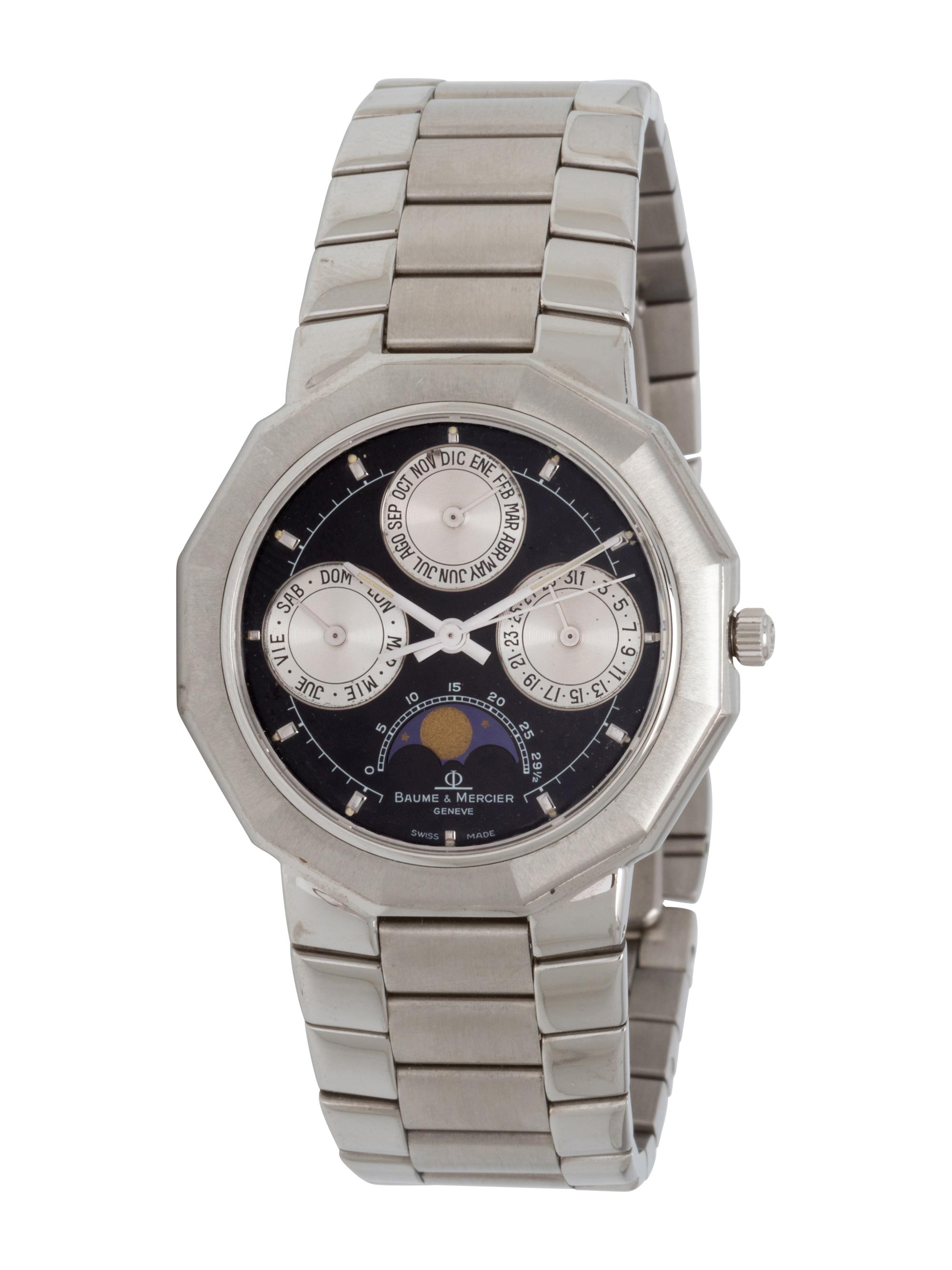 PAIR OF BAUME & MERCIER, REF. 6131 TRIPLE CALENDAR STAINLESS STEEL WATCHES