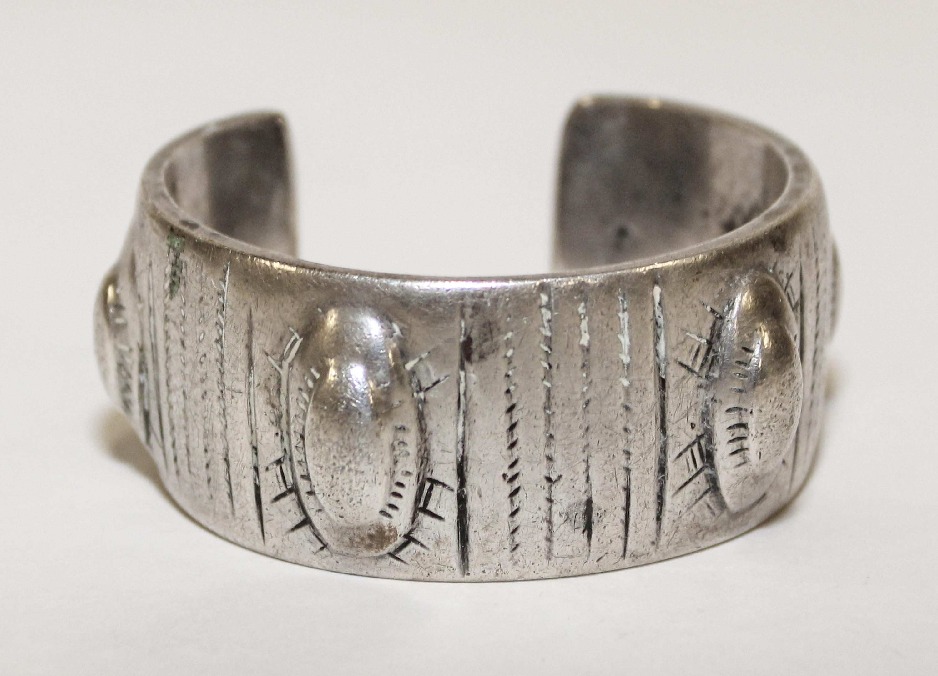 An Egyptian Silver Bangle Diameter of exterior 2 inches.