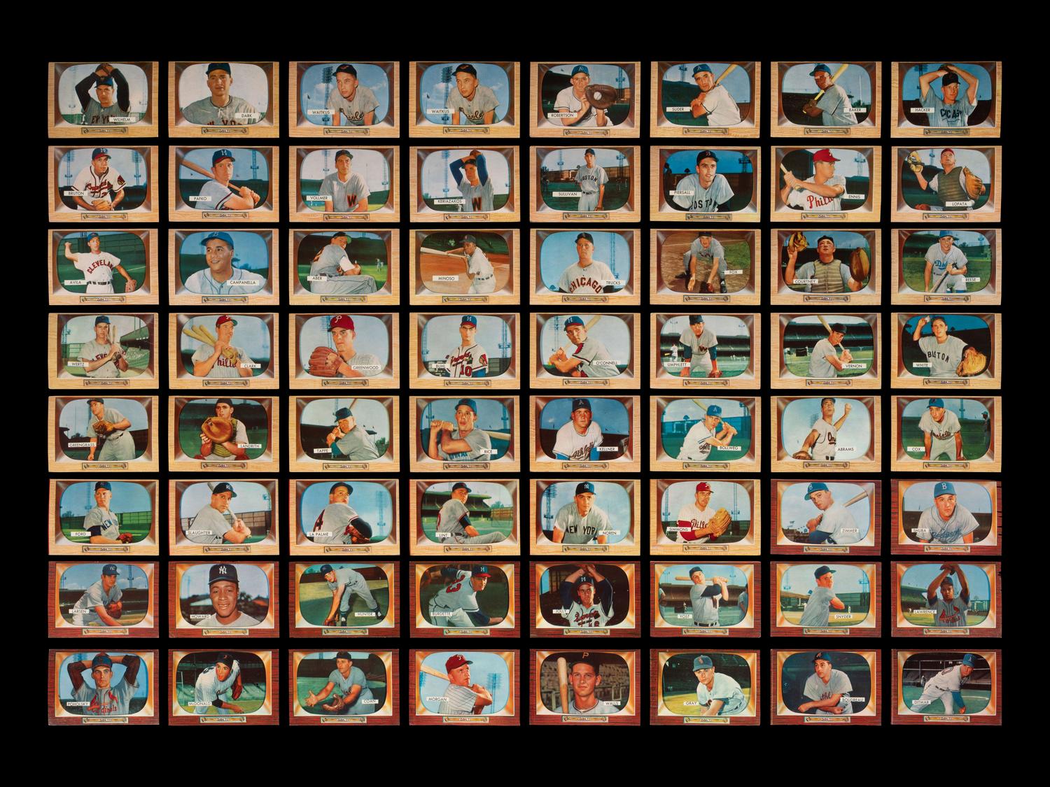 A Group of 160 1955 Bowman Baseball Cards Including Multiple Hall of Famers,