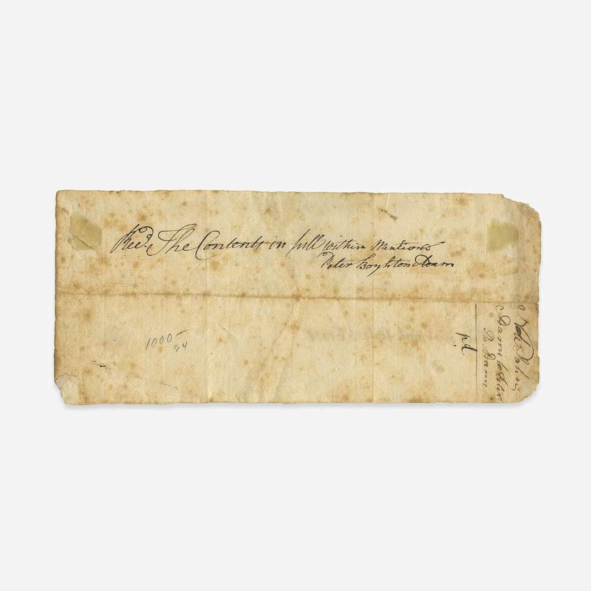 [Americana] Adams, John Annotated Promissory Note