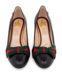 Gucci Black Leather Sylvie Bow Shoes, Unworn