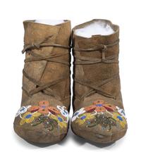 Northern Cree Beaded Moose Hide Boot Moccasins