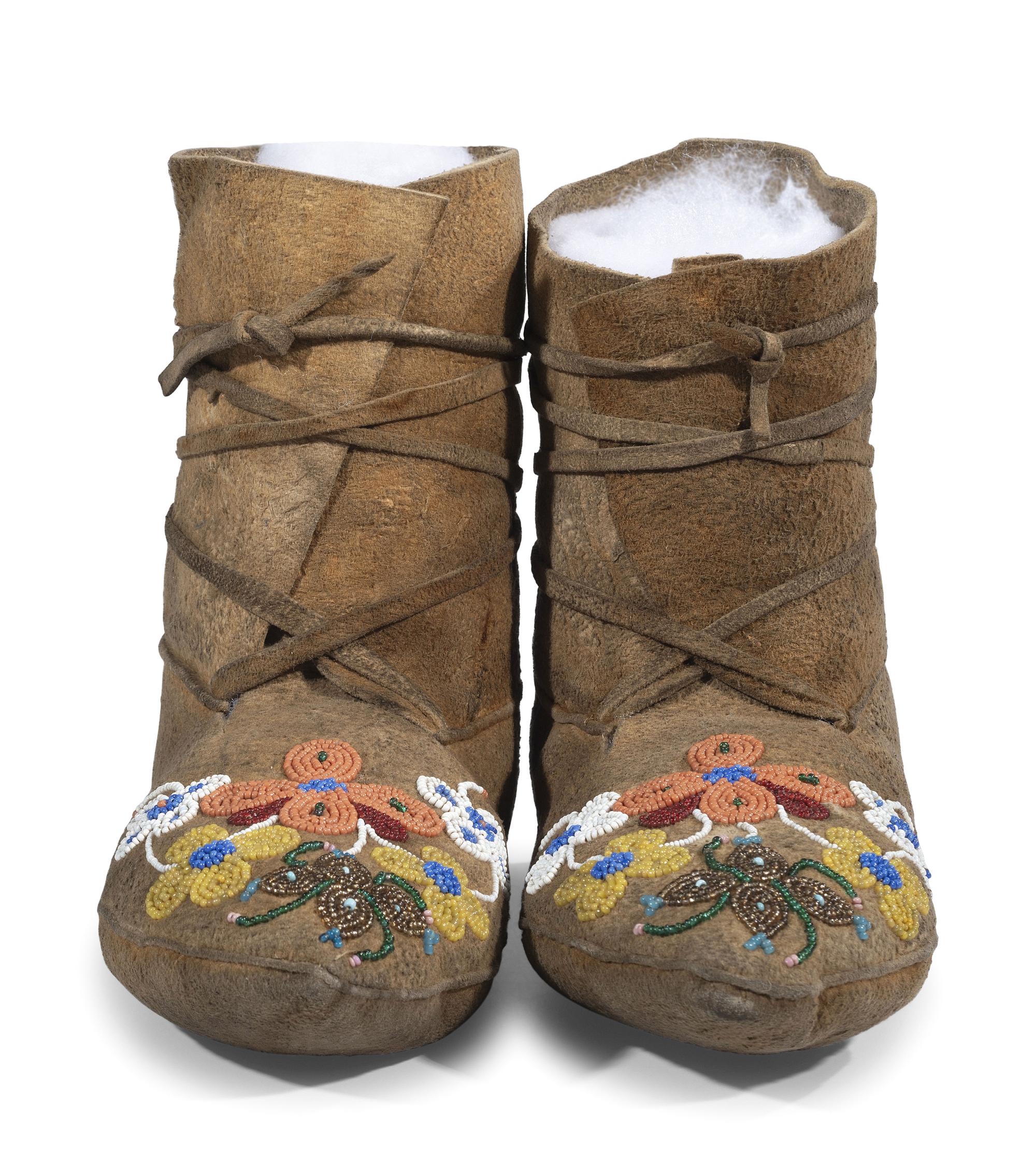 Northern Cree Beaded Moose Hide Boot Moccasins