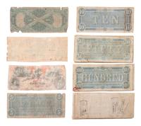 [CIVIL WAR]. A group of Confederate notes with other currency.