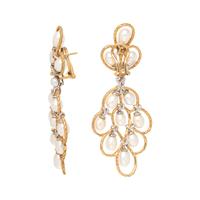 BUCCELLATI, BICOLOR GOLD AND CULTURED PEARL CONVERTIBLE EARCLIPS