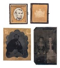 [EARLY PHOTOGRAPHY - PORTRAITURE]. A group of assorted tintypes ambrotypes, paper photographs, and union cases, including: