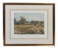 Six English Handcolored Engravings, AFTER FRANCIS CALCRAFT TURNER (BRITISH, C. 1782-1846), Height 17 3/4 x width 22 1/2 inches (visible — AFTER FRANCIS CALCRAFT TURNER (BRITISH, C. 1782-1846),