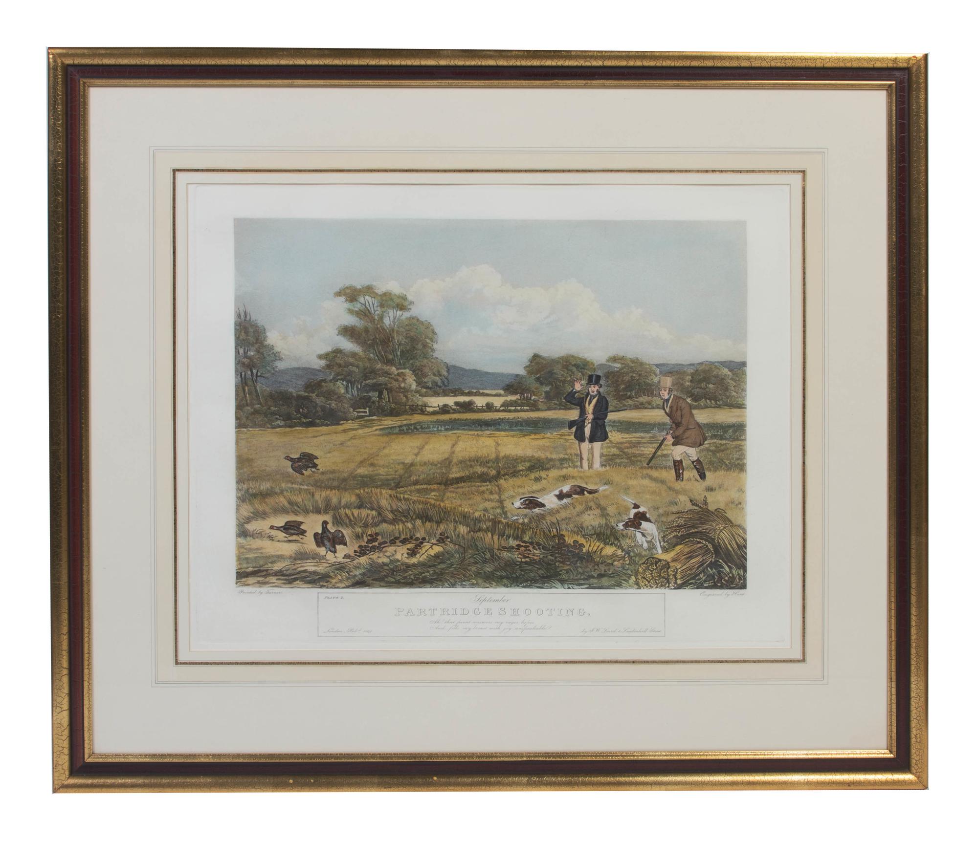 Six English Handcolored Engravings, AFTER FRANCIS CALCRAFT TURNER (BRITISH, C. 1782-1846), Height 17 3/4 x width 22 1/2 inches (visible — AFTER FRANCIS CALCRAFT TURNER (BRITISH, C. 1782-1846),