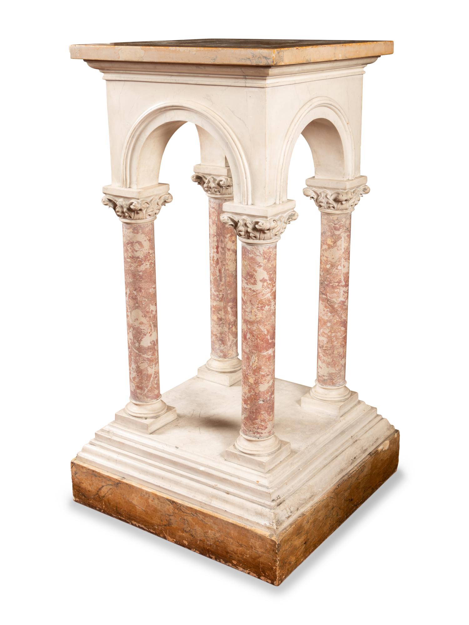 An Italian Scagliola Pedestal with Columnar Supports