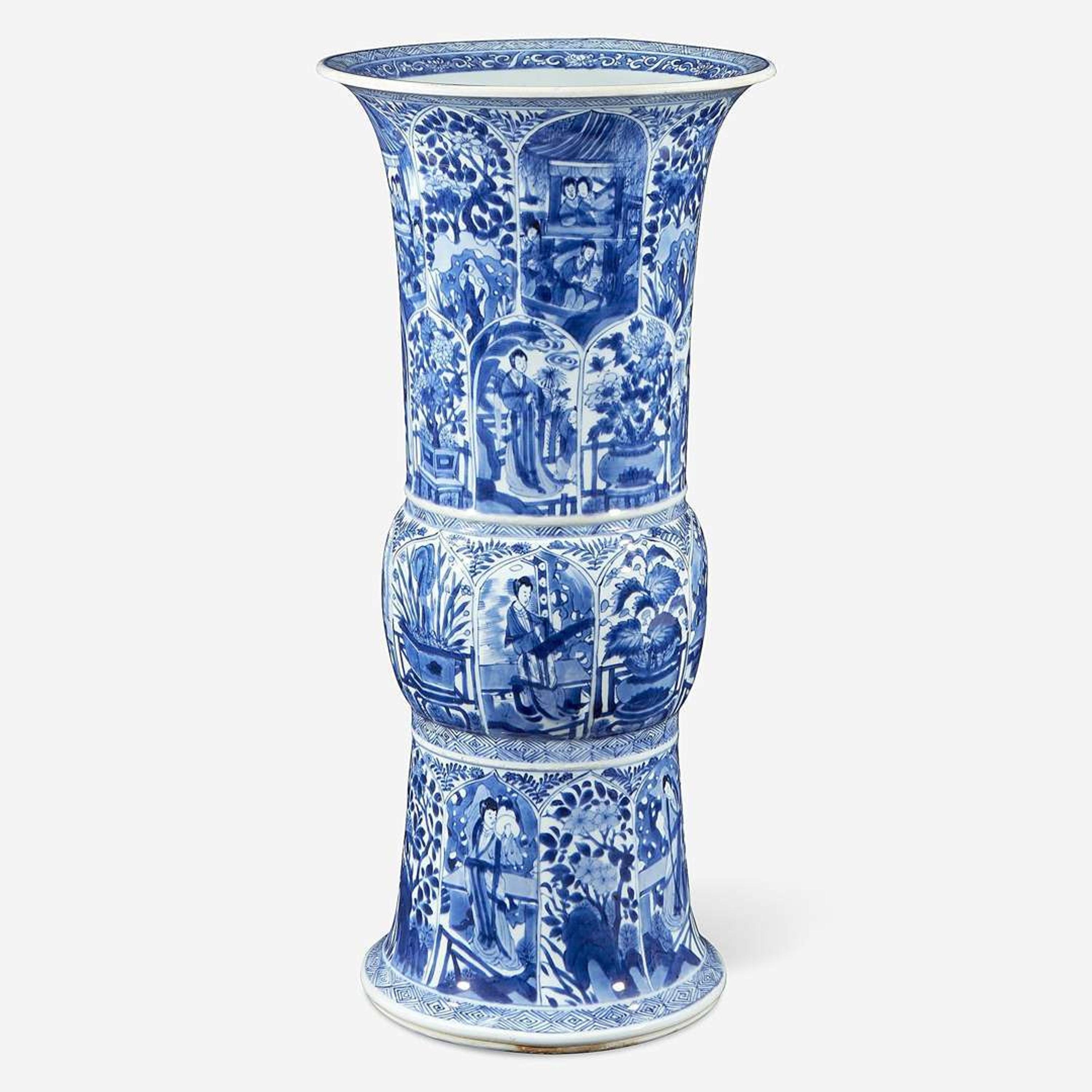 A large Chinese blue and white porcelain gu-form beaker vase Kangxi period
