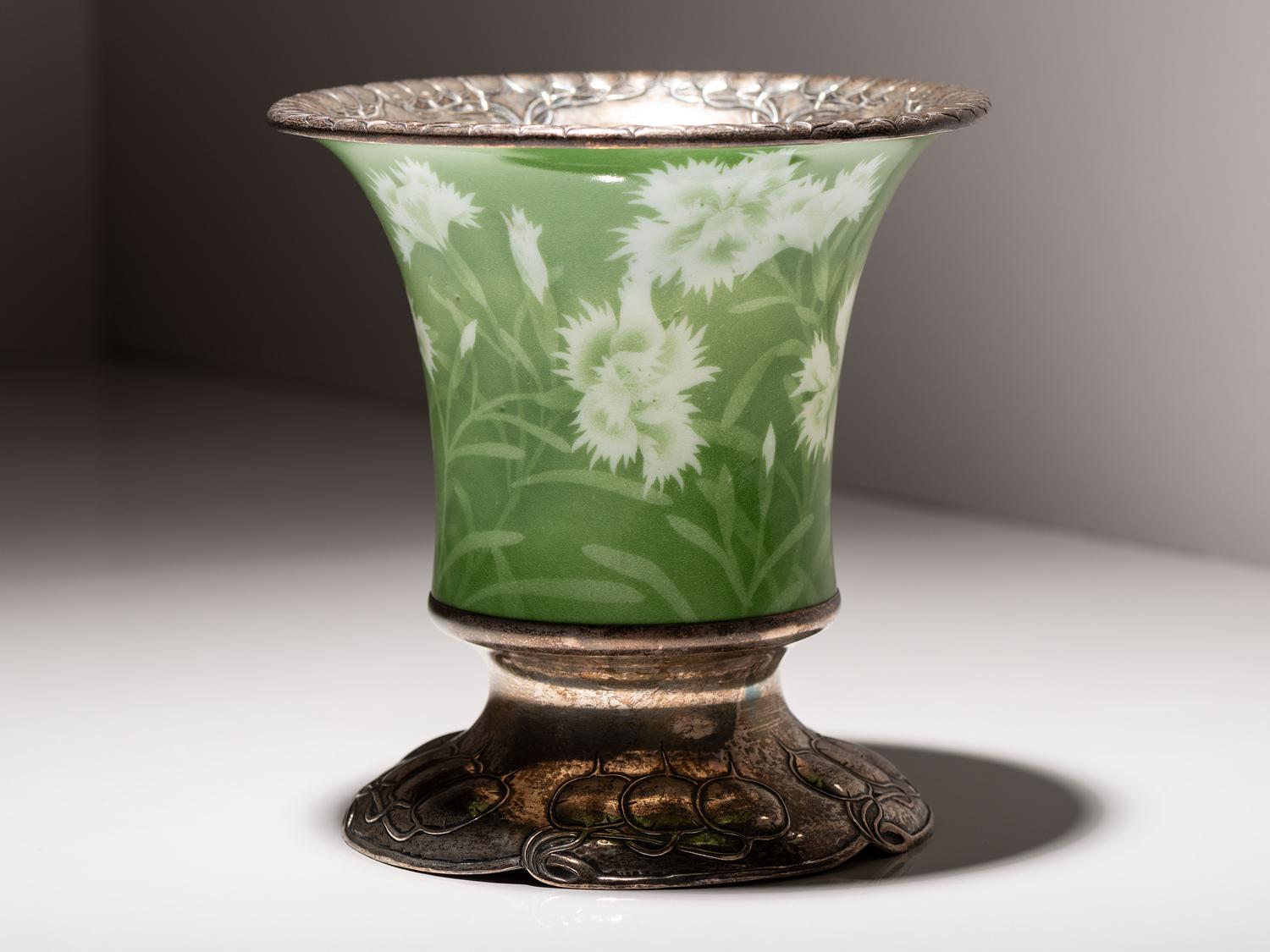 Arts and Crafts Silver Mounted Japanese Porcelain Vase San Francisco, California