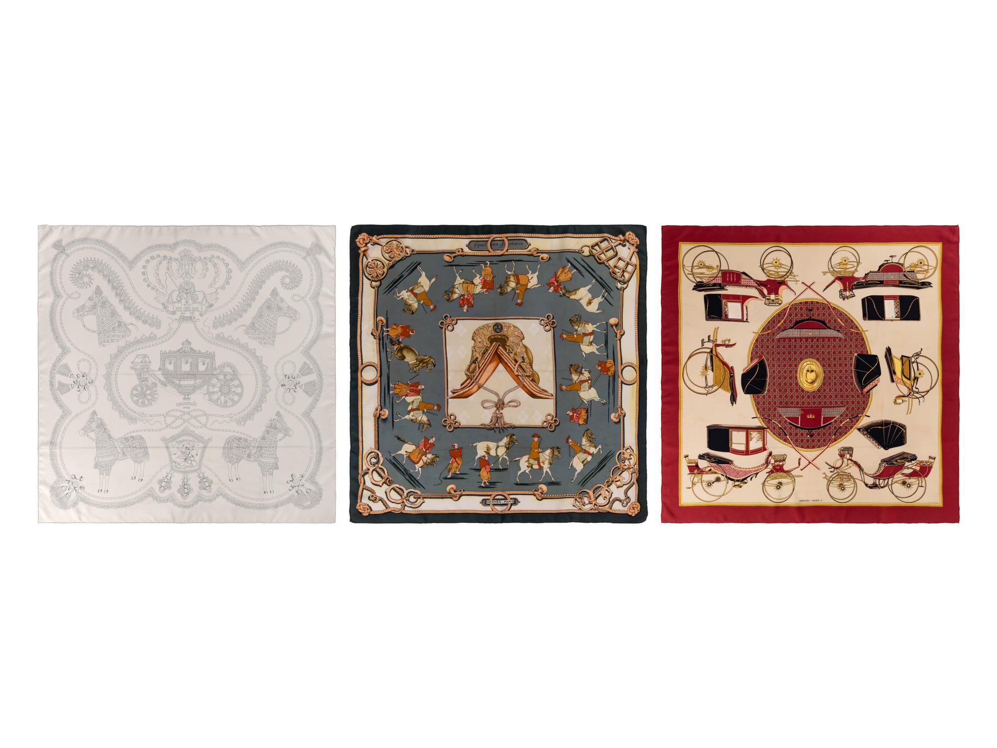 Three Hermès Silk Scarves