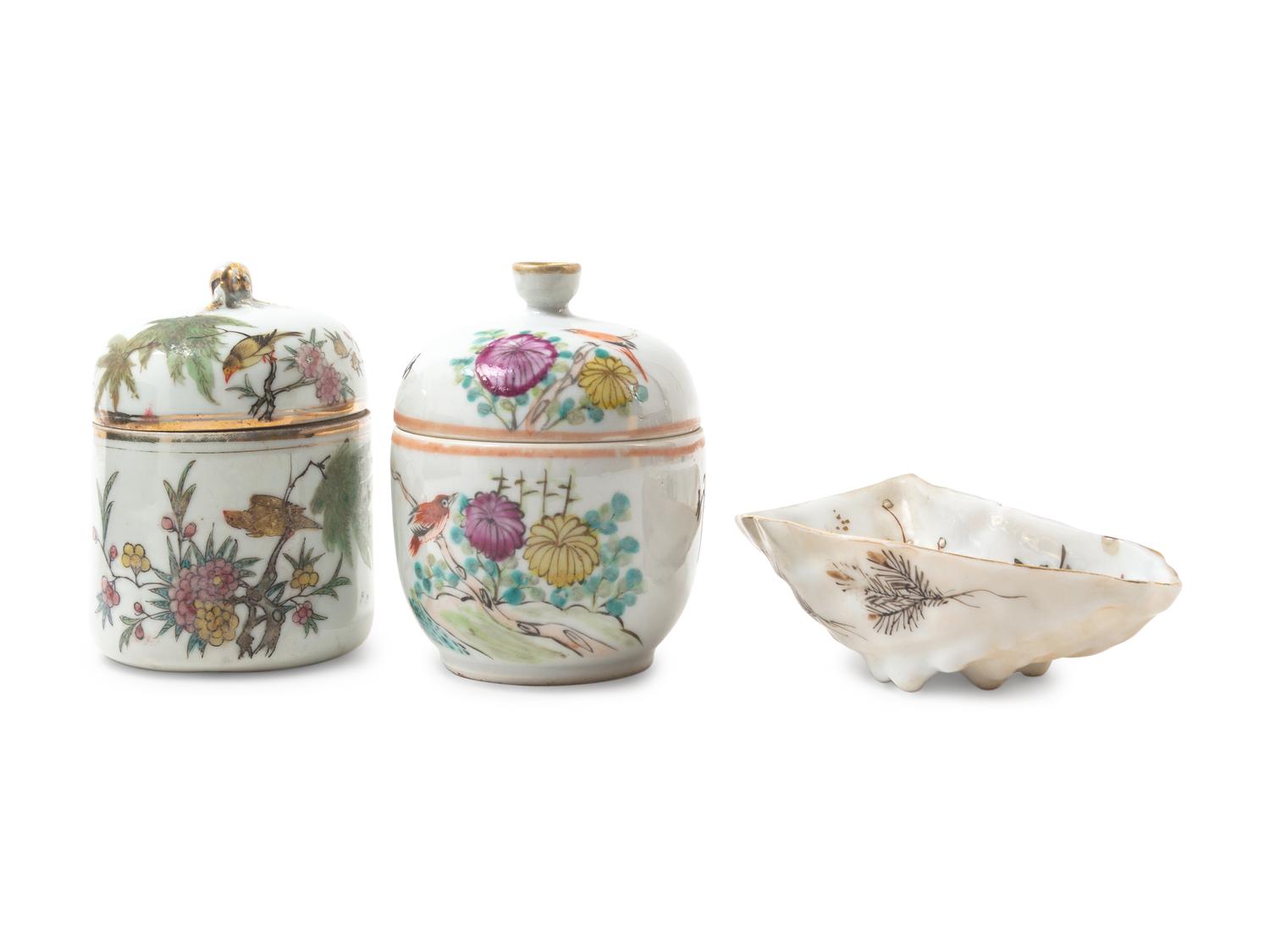 Three Famille Rose Porcelain Articles