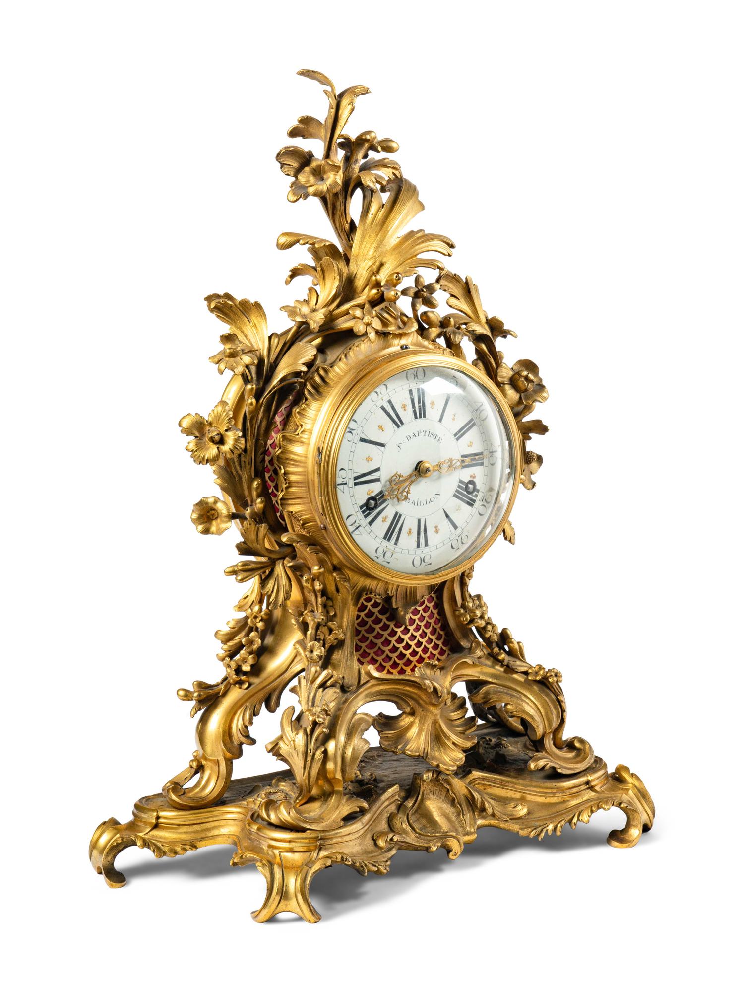 A Louis XV Gilt Bronze Mantel Clock