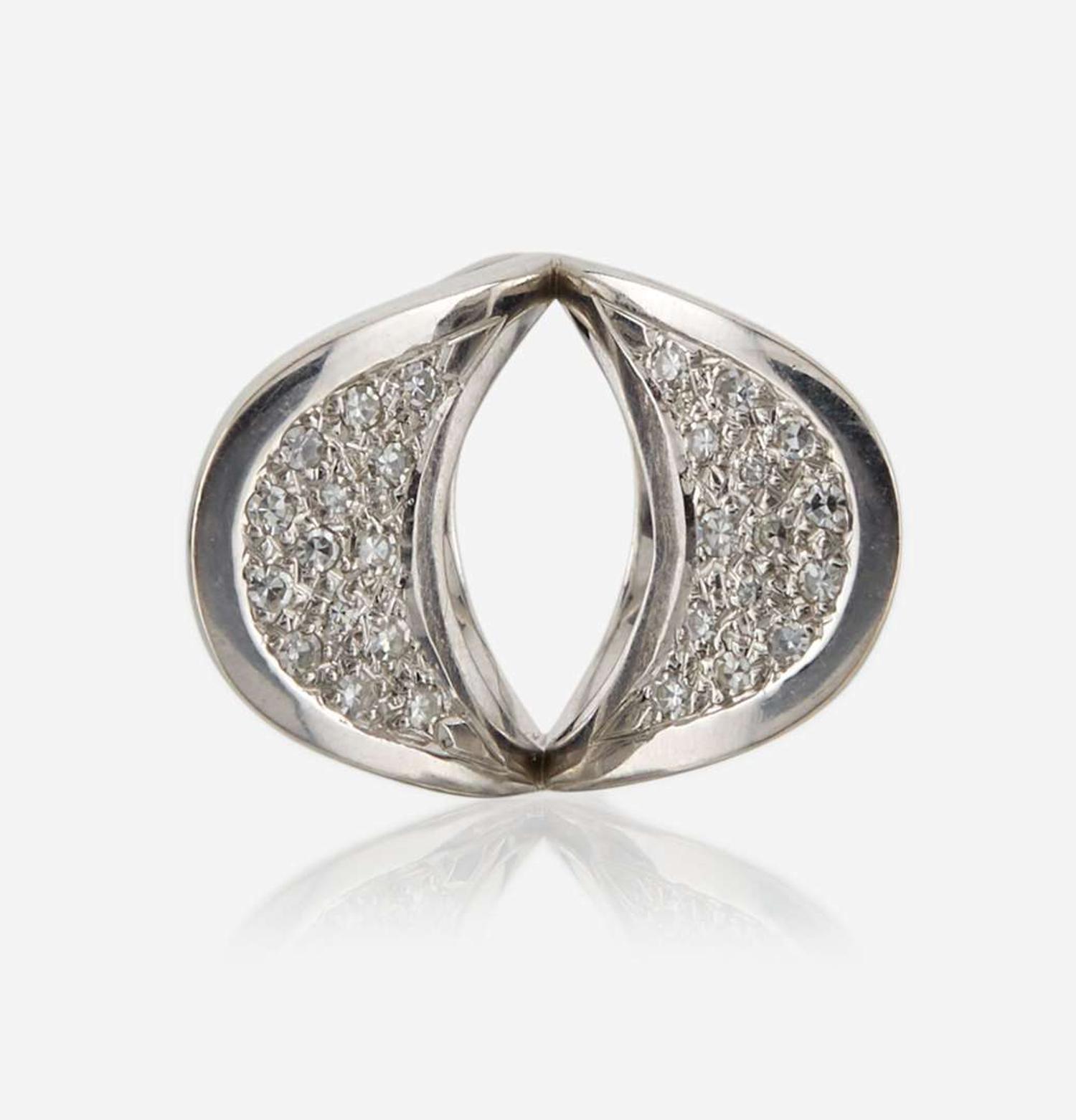 A platinum and diamond ring