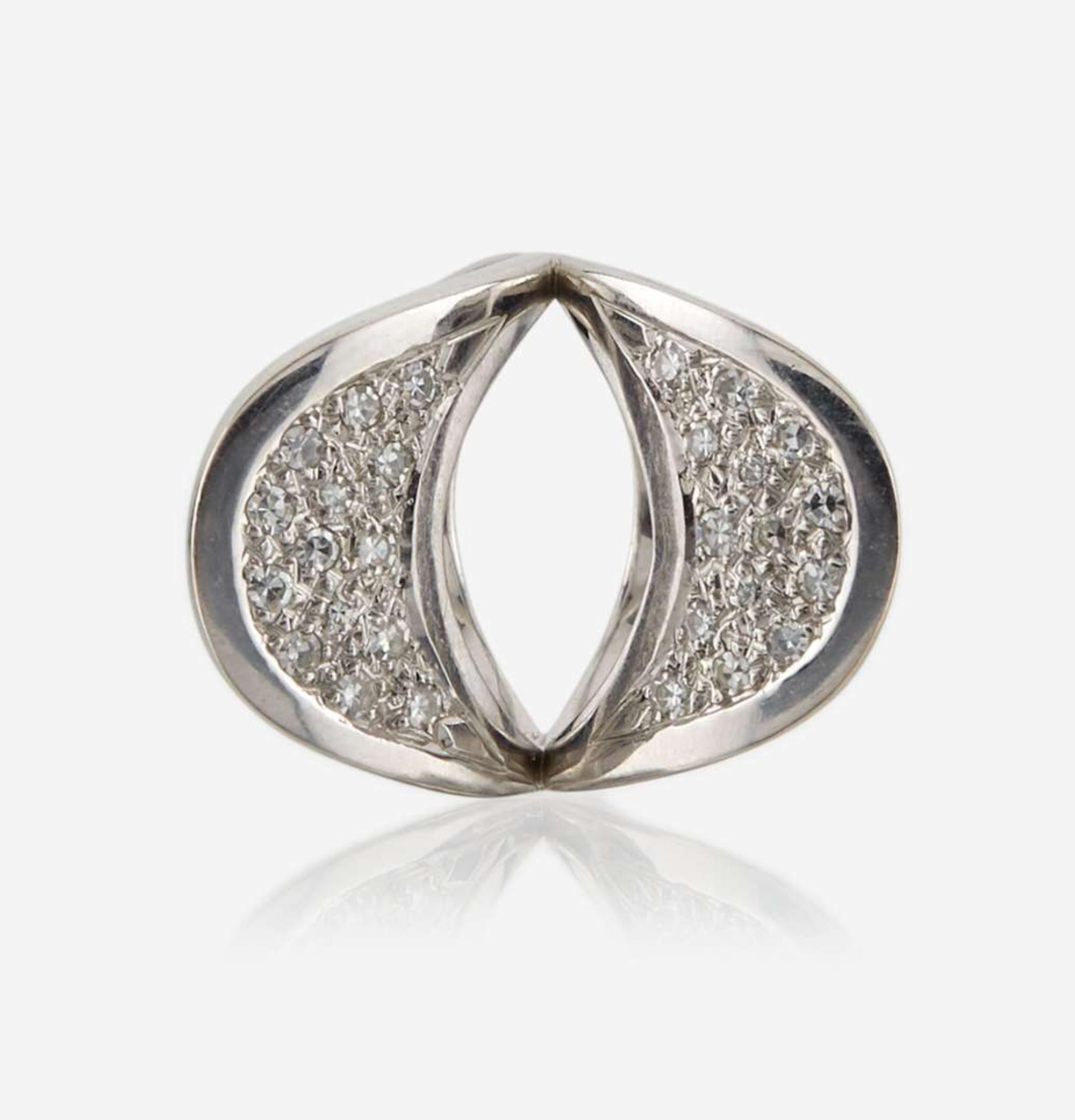 A platinum and diamond ring