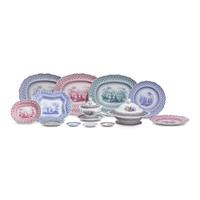 A Large Group of Staffordshire Historical Transferware Tablewares in Penn's Treaty Pattern