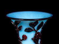 Two Chinese Black Overlay Glass Vases