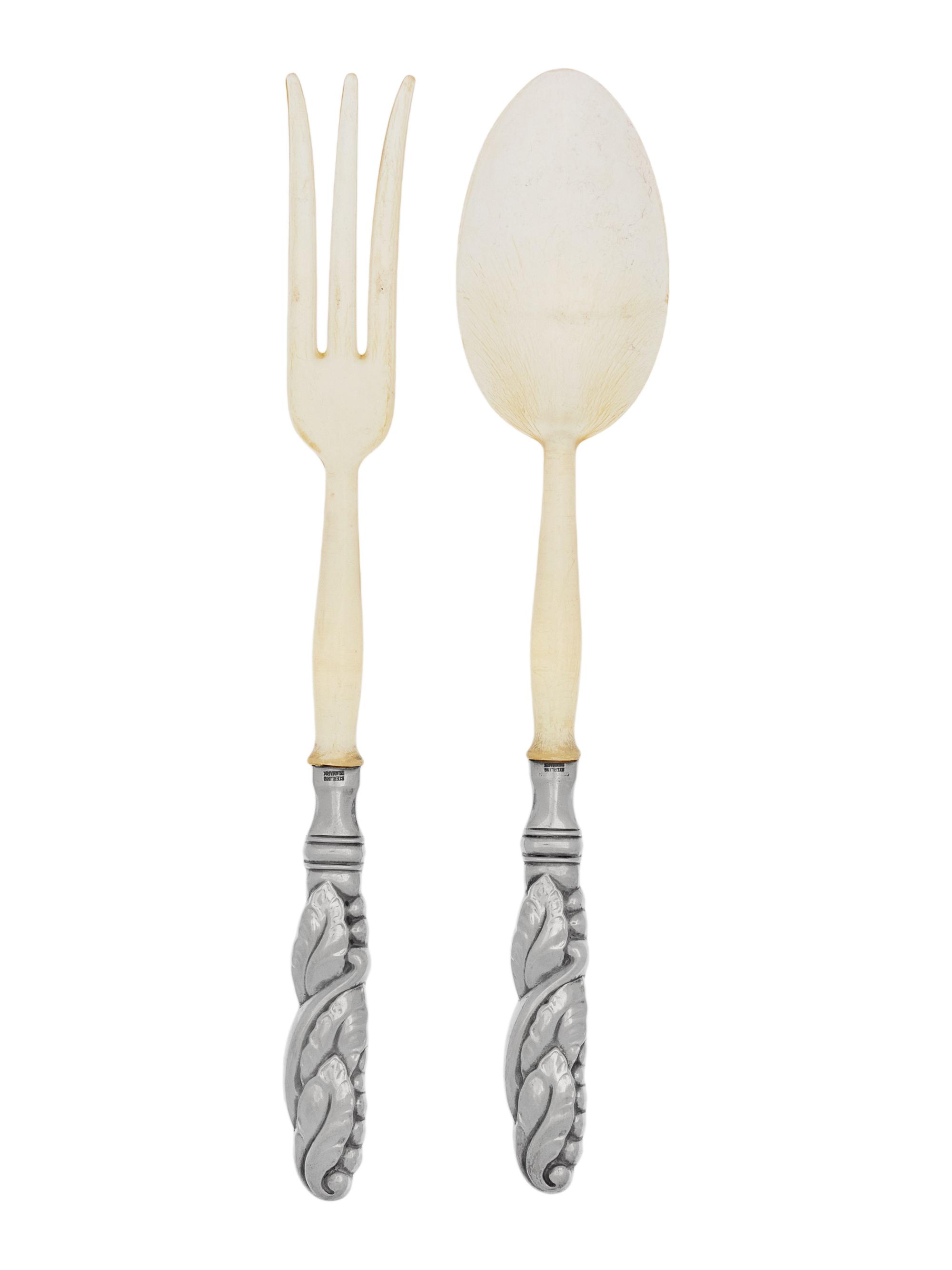 A Georg Jensen Silver Two-Piece Salad Serving Set