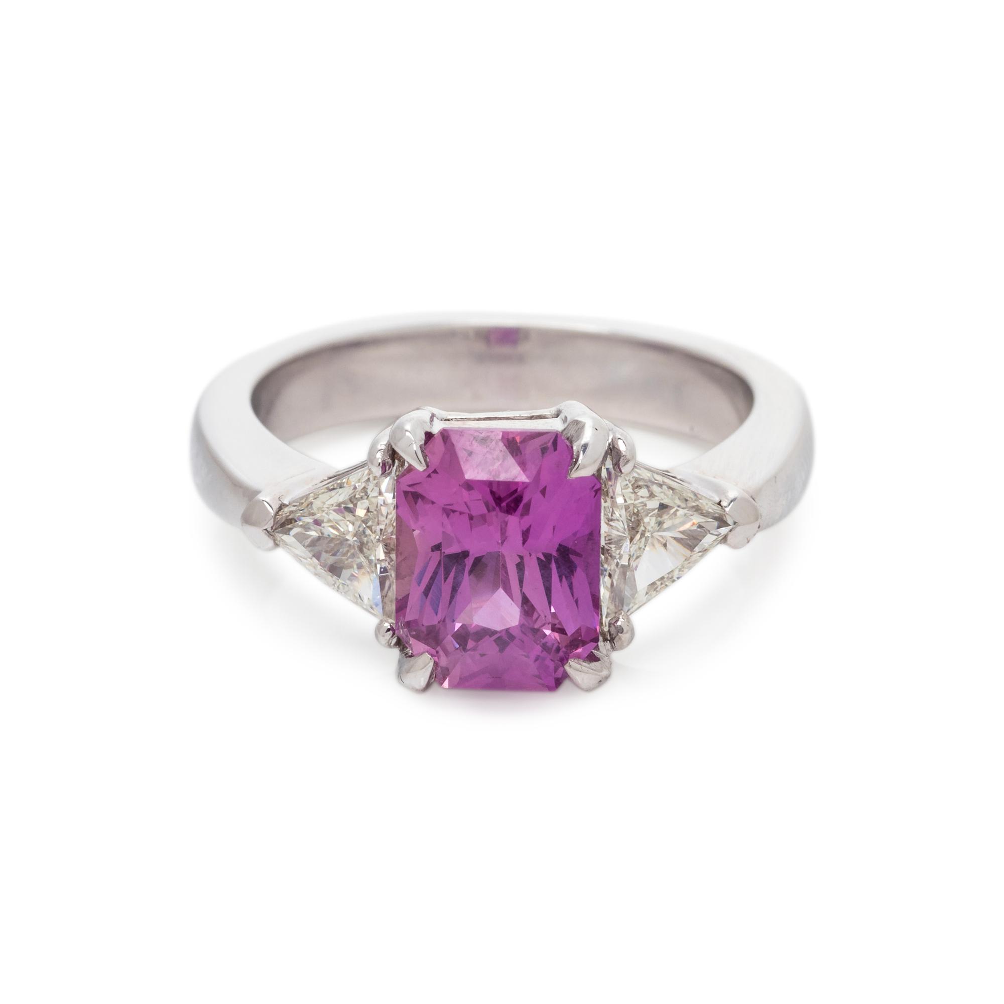 PURPLE-PINK SAPPHIRE AND DIAMOND RING