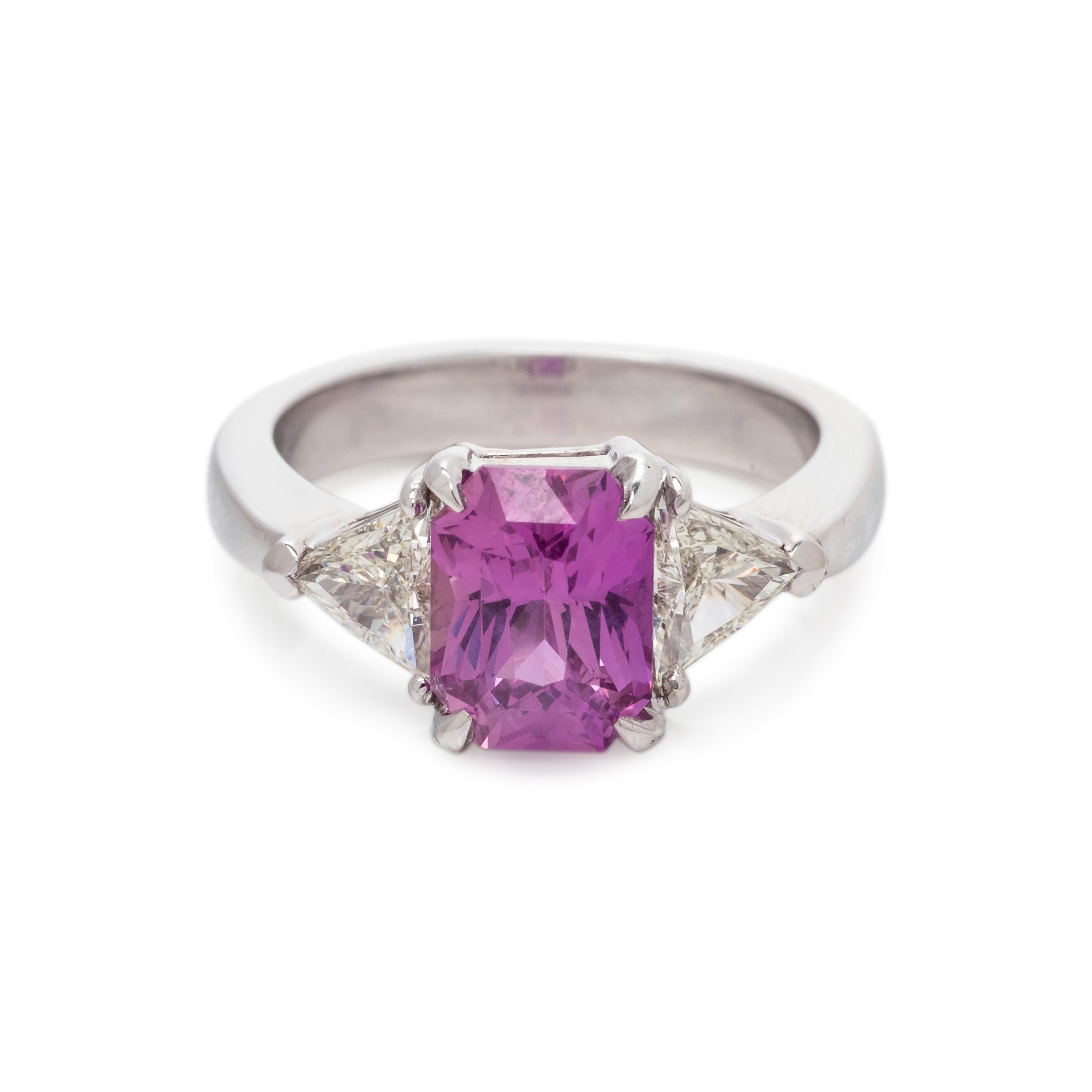 PURPLE-PINK SAPPHIRE AND DIAMOND RING